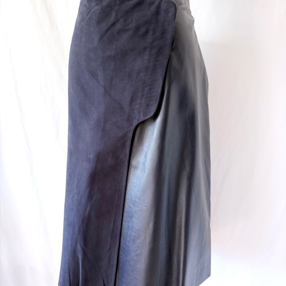 Dark Blue Leather and Suede Wrap Skirt, 31" waist Medium Large - Picture 2 of 8